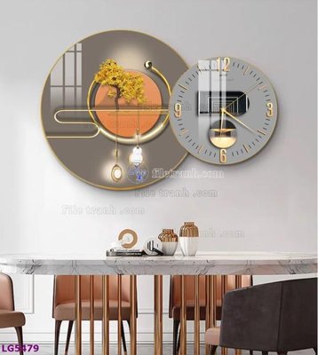 File gốc File tranh đồng hồ tráng gương tròn lồng ghép LG5479 (trang trí) phòng ngủ