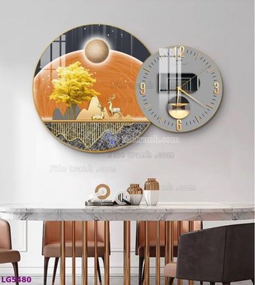 File tranh File tranh đồng hồ tráng gương tròn lồng ghép LG5480 (ảnh gốc) chi tiết rõ ràng