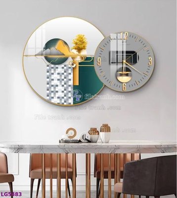 File gốc File tranh đồng hồ tráng gương tròn lồng ghép LG5483 (chuẩn màu) cho in offset