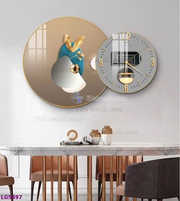 Tải file File tranh đồng hồ tráng gương tròn lồng ghép LG5497 (PSD) cho in tranh kính