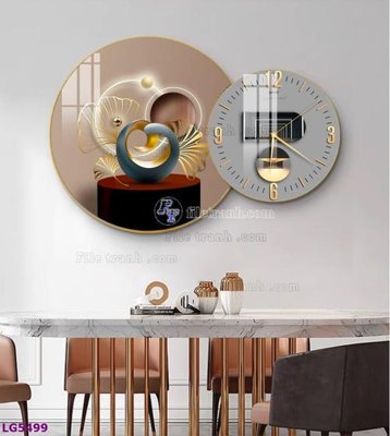 File ảnh File tranh đồng hồ tráng gương tròn lồng ghép LG5499 (gốc) cho trang trí nội thất
