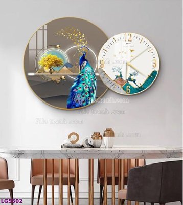 File gốc File tranh đồng hồ tráng gương tròn lồng ghép LG5502 (chuẩn màu) cho in offset