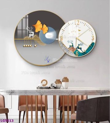 Tải file File tranh đồng hồ tráng gương tròn lồng ghép LG5513 (gốc) chủ đề tôn giáo