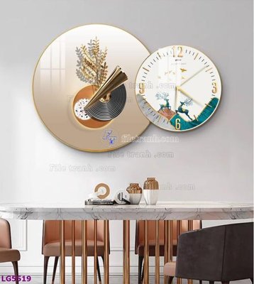 File tranh File tranh đồng hồ tráng gương tròn lồng ghép LG5519 (ảnh gốc) in trần nhà