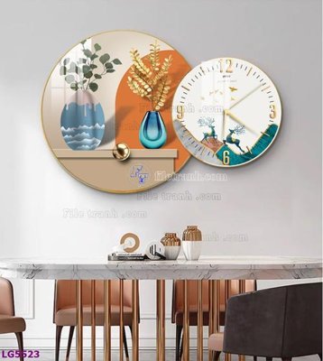 File gốc File tranh đồng hồ tráng gương tròn lồng ghép LG5523 (PNG) không nền chất lượng