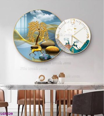File PSD File tranh đồng hồ tráng gương tròn lồng ghép LG5529 (gốc) nhiều lớp (multi-layer)