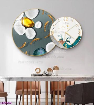 File gốc in ấn File tranh đồng hồ tráng gương tròn lồng ghép LG5542 (sẵn sàng tải về)