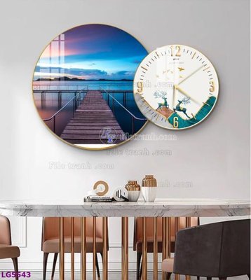 File gốc File tranh đồng hồ tráng gương tròn lồng ghép LG5543 (trang trí) phòng ngủ