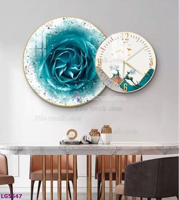 Ảnh mô tả file gốc in mica File tranh đồng hồ tráng gương tròn lồng ghép LG5547