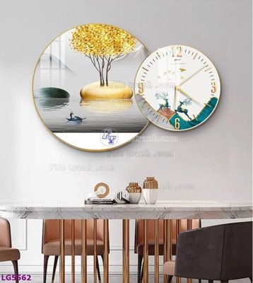 File gốc File tranh đồng hồ tráng gương tròn lồng ghép LG5562 (thiết kế) cho in ấn