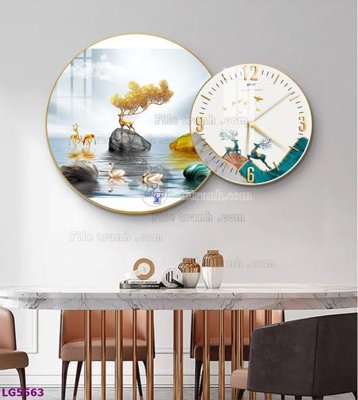 Mua file tranh gốc File tranh đồng hồ tráng gương tròn lồng ghép LG5563 tại Filetranh.com