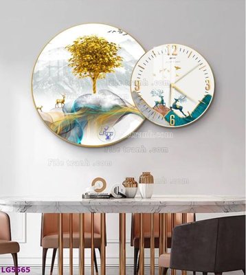 Tải file File tranh đồng hồ tráng gương tròn lồng ghép LG5565 (gốc) chủ đề tâm linh