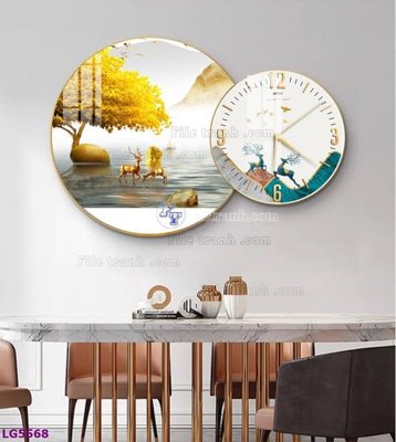 File ảnh gốc File tranh đồng hồ tráng gương tròn lồng ghép LG5568 (chuyên in mica)