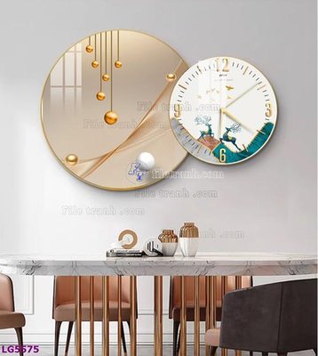 File tranh File tranh đồng hồ tráng gương tròn lồng ghép LG5575 (gốc) chủ đề con người