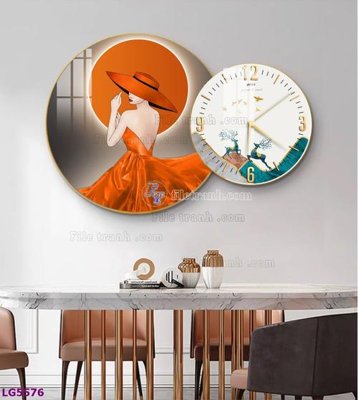 File gốc File tranh đồng hồ tráng gương tròn lồng ghép LG5576 (in 3D) cho trang trí