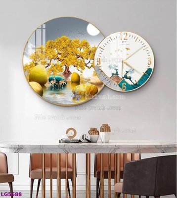 File gốc File tranh đồng hồ tráng gương tròn lồng ghép LG5588 (dành cho trang trí nội thất)