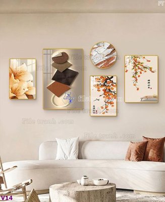 File in trần File tranh đồng hồ nhiều tấm V14 (file gốc) xuyên sáng