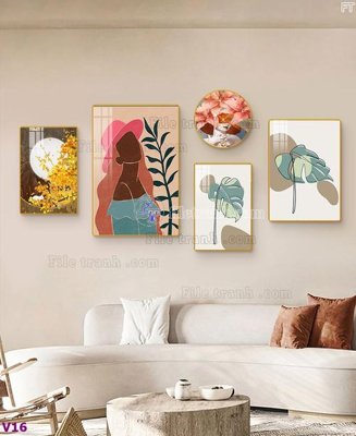 File gốc in ấn File tranh đồng hồ nhiều tấm V16 độ phân giải cao