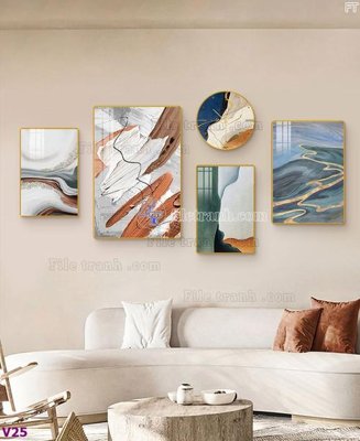 File in mica File tranh đồng hồ nhiều tấm V25 (bản gốc) siêu trong