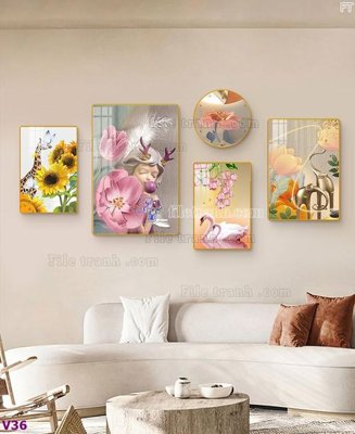 File gốc File tranh đồng hồ nhiều tấm V36 (dành cho quảng cáo)