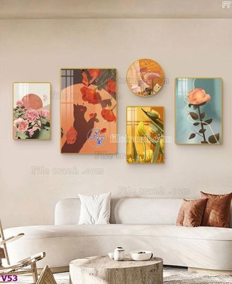 File tranh gốc PSD File tranh đồng hồ nhiều tấm V53 còn nguyên layer