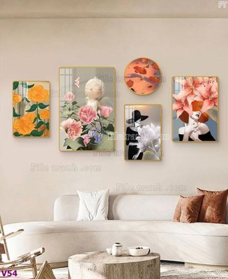 Tải file File tranh đồng hồ nhiều tấm V54 (ảnh gốc) file AI/EPS