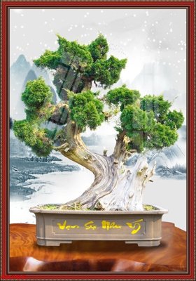 File tranh gốc File tranh chậu mai bonsai 407BS (bản quyền) Filetranh.com