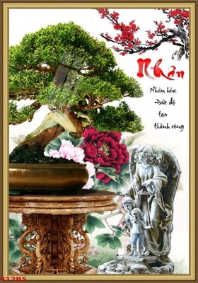 File ảnh File tranh chậu mai bonsai 412BS (gốc) in quảng cáo ngoài trời