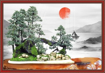 File gốc File tranh chậu mai bonsai 420BS (in ấn) không giới hạn