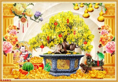 File gốc File tranh chậu mai bonsai 438BS (ảnh chi tiết) để in lụa