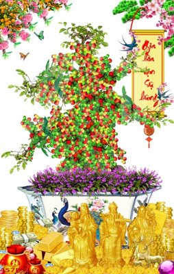 File tranh File tranh chậu mai bonsai 457BS (file gốc) chủ đề phong thủy