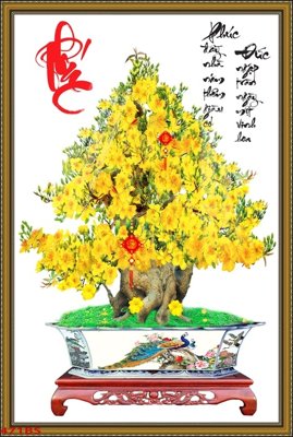 Tải file File tranh chậu mai bonsai 471BS (PSD) cho in tranh kính