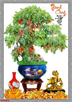 File in ấn File tranh chậu mai bonsai 496BS (bản gốc) chất lượng cao