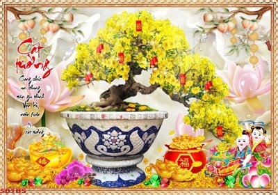 File in trần File tranh chậu mai bonsai 501BS (file gốc) hoa văn 3D