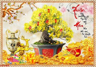 File tranh File tranh chậu mai bonsai 537BS (gốc) chủ đề trừu tượng