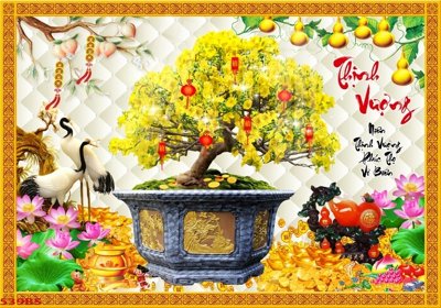 File gốc File tranh chậu mai bonsai 539BS (in lụa) tranh thuận buồm