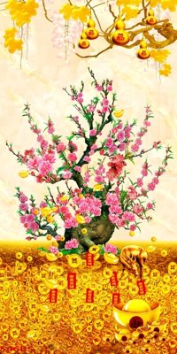 File gốc File tranh chậu mai bonsai 546BS (phong cách) cổ điển