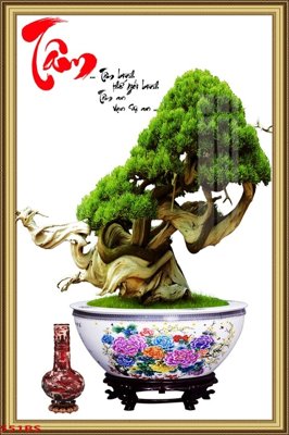 File gốc File tranh chậu mai bonsai 551BS (in mica) làm quà tặng