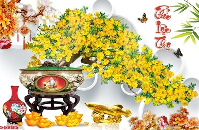 File PSD in ấn File tranh chậu mai bonsai 568BS (chất lượng cao)