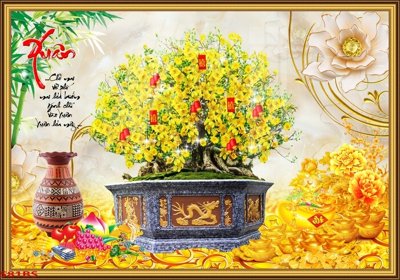 File tranh File tranh chậu mai bonsai 581BS (gốc) chủ đề thiên nhiên
