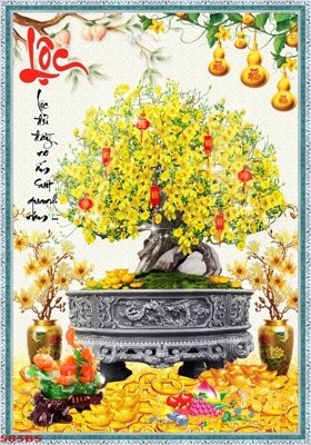 Tải file File tranh chậu mai bonsai 585BS (ảnh gốc) in tráng gương