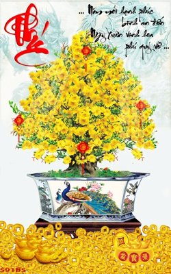 File gốc File tranh chậu mai bonsai 591BS (cho in 3D) độc đáo