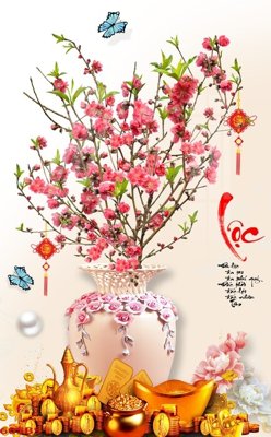 File in lụa File tranh chậu mai bonsai 605BS (chất lượng cao) File tranh chậu mai bonsai 605BS