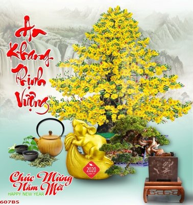File gốc in ấn File tranh chậu mai bonsai 607BS chuẩn màu CMYK