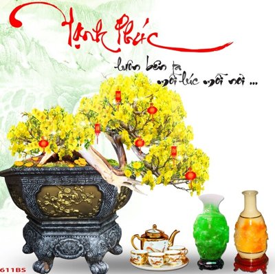 File gốc in ấn File tranh chậu mai bonsai 611BS chuẩn màu CMYK