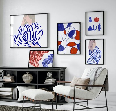 File tranh in tráng gương File tranh bộ nhiều tấm in nhà hàng khách sạn tối giản A1208 (siêu nét)