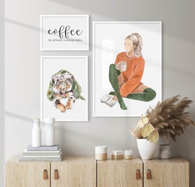 File gốc File tranh bộ nhiều tấm in nhà hàng khách sạn tối giản A1212 (in lụa) tranh mã đáo