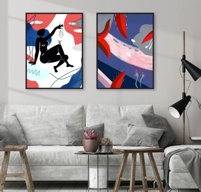 File gốc File tranh bộ nhiều tấm in nhà hàng khách sạn tối giản A1337 (phong cách) châu Âu