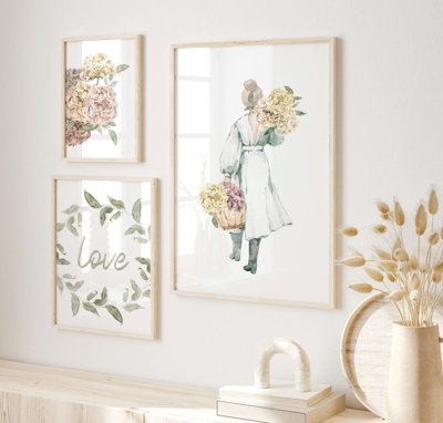 File in trần File tranh bộ nhiều tấm in nhà hàng khách sạn tối giản A1346 (bản gốc) phong cảnh