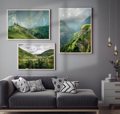 File gốc File tranh bộ nhiều tấm in nhà hàng khách sạn tối giản A1641 (in tráng gương) ốp tường